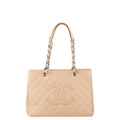 Anum Bags CHL GRAND SHOPPING TOTE BAG BEIGE CAVIAR 34CM
