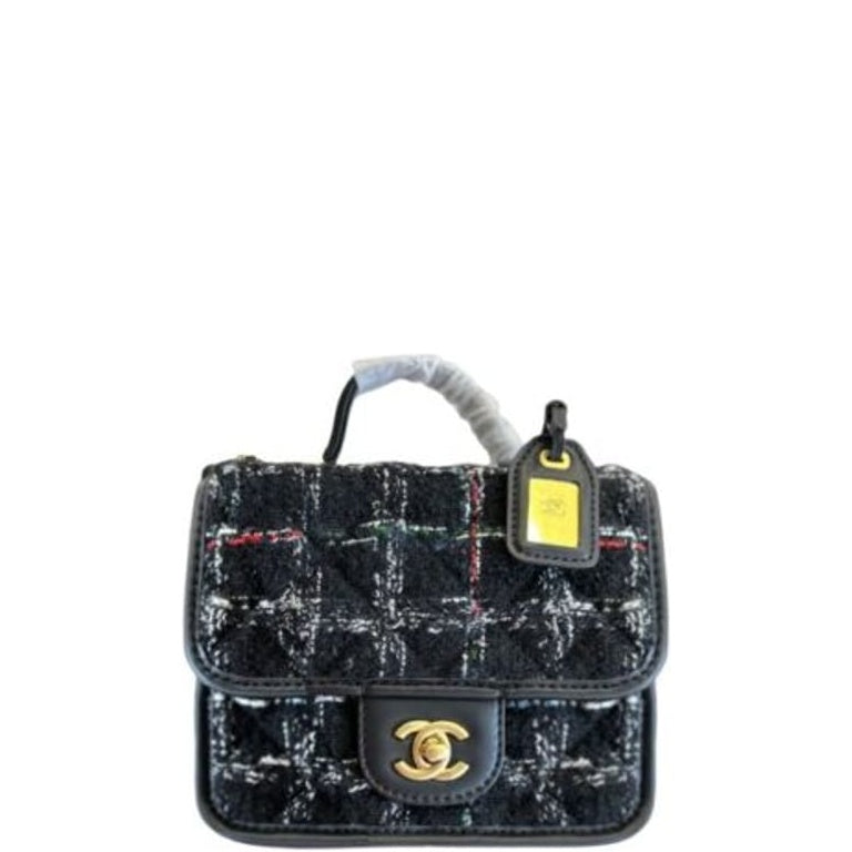 Anum Bags CHL TWEED MINI FLAP BAG BLACK 16CM