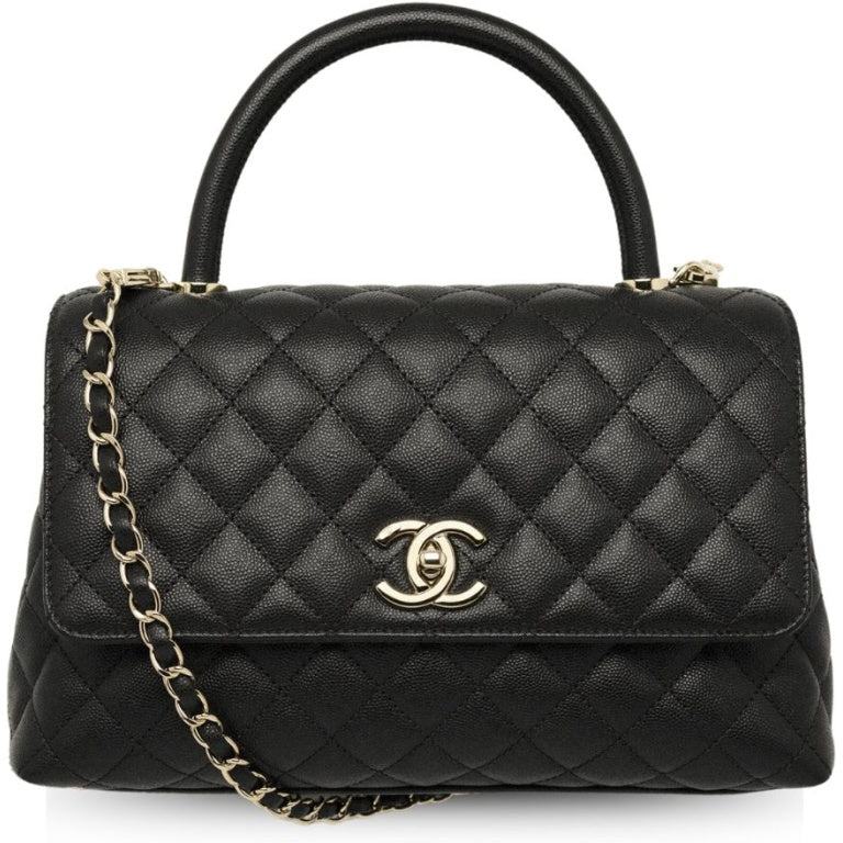 Anum Bags CHL LARGE FLAP BAG WITH TOP HANDLE BLACK 11IN/28CM