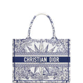 Ezyycart Bags DIR MEDIUM BOOK TOTE WHITE BLUE REEVE D'INFINI EMBROIDERY 36CM