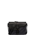 Ezyycart Bags DIR MINI SADDLE BAG WITH STRAP BLACK CD OBLIQUE JACQUARD AND GRAINED CALFSKIN 23CM
