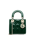 Ezyycart Bags DIR MEDIUM LADY BLUSH CANNAGE LAMBSKIN BAG DARK GREEN 20CM HIGH QUALITY