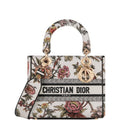 Ezyycart Bags DIR MEDIUM LADY D-LITE BAG WHITE JARDIN BOTANIQUE EMBROIDERY 24CM