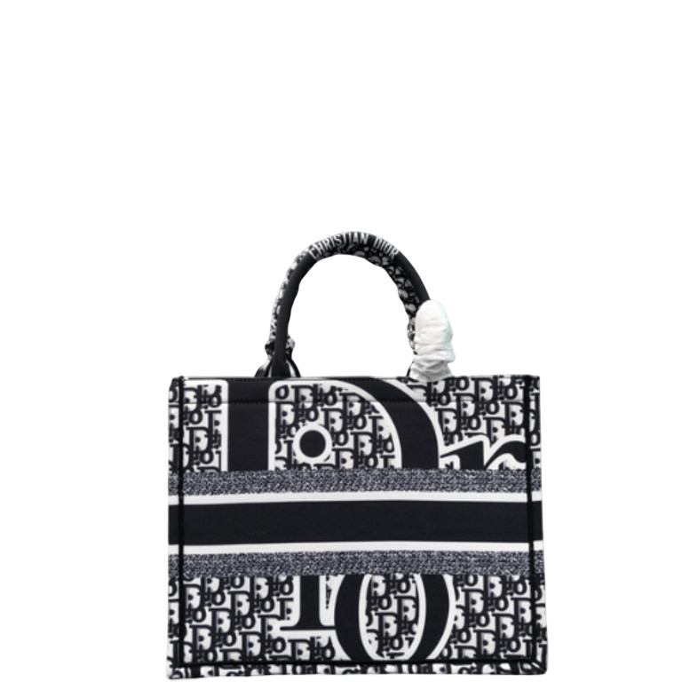 Ezyycart Bags DIR LARGE BOOK TOTE CORNFLOWER OBLIQUE EMBROIDERY BLACK 42CM