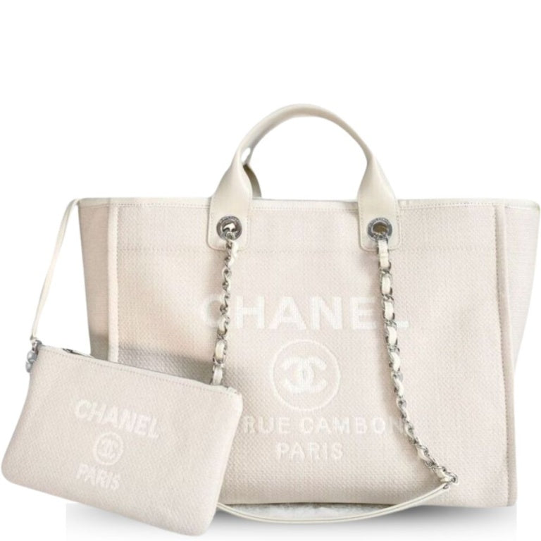 Anum Bags CHL SMALL SHOPPING BAG SILVER HARDWARE CREAM