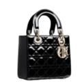 Ezyycart Bags DIR MEDIUM LADY BLUSH CANNAGE LAMBSKIN BAG SHINY BLACK 20CM HIGH QUALITY