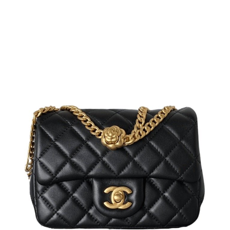 Anum Bags CHL BLACK RECTANGULAR MINI FLAP BAG 18CM