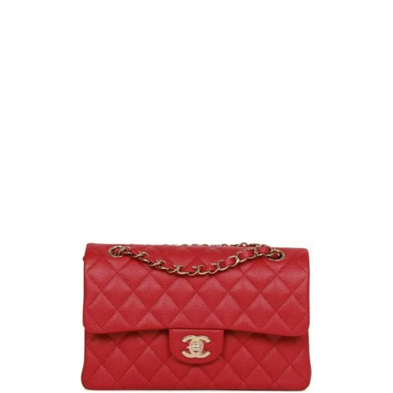 Anum Bags CHL CLASSIC SMALL FLAP BAG DARK RED CAVIAR 26CM