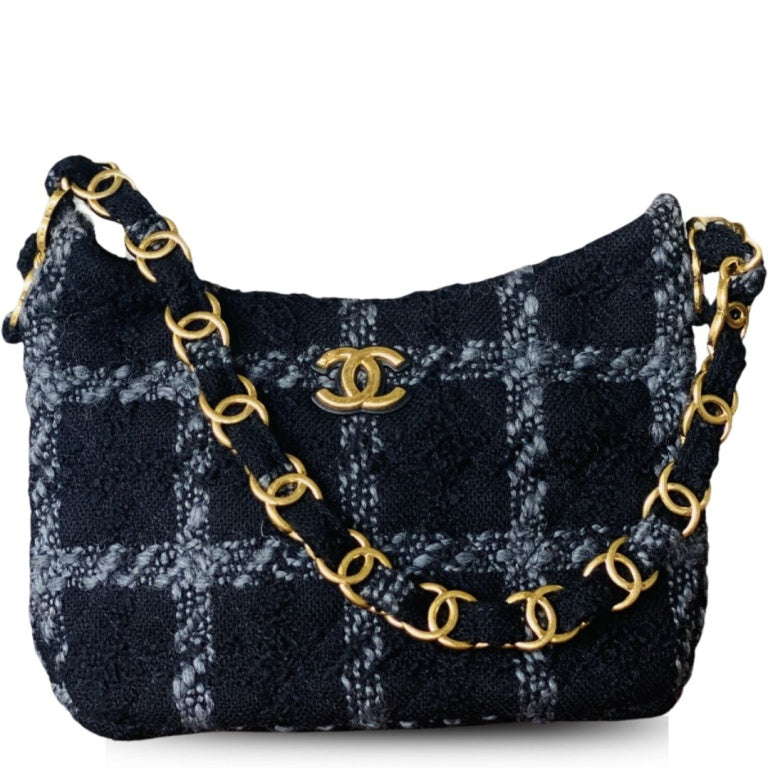 Anum Bags CHL TWEED BLACK HOBO BAG 6,9IN/17,5CM