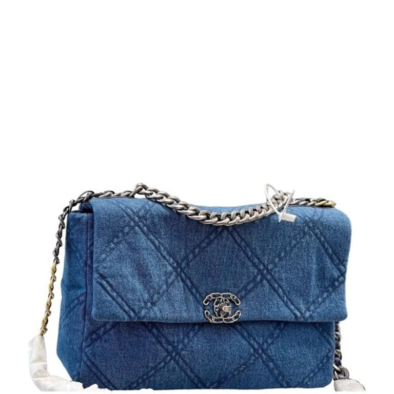 Anum Bags CHL DEEP BLUE DENIM QUILTED 19 FLAP 30CM
