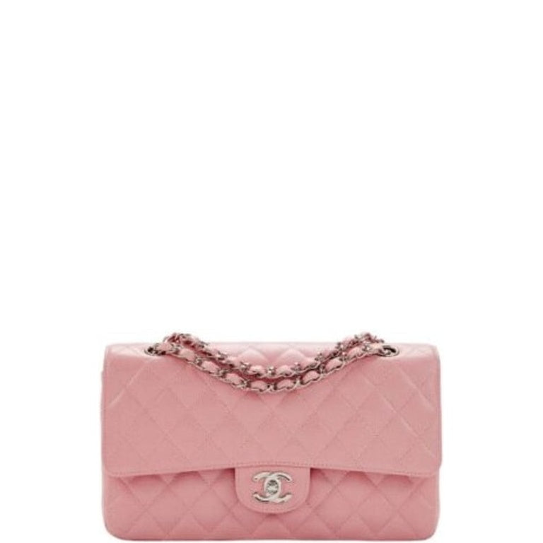 Anum Bags CHL MEDIUM CLASSIC FLAP BAG SILVER HARDWARE PINK 25CM
