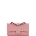 Anum Bags CHL MEDIUM CLASSIC FLAP BAG SILVER HARDWARE PINK 25CM