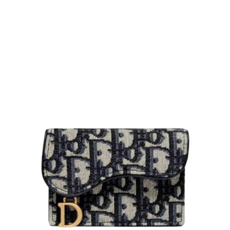 Ezyycart Bags dir SADDLE FLAP CARD HOLDER BLUE OBLIQUE JACQUARD S5611CTZQ_M928