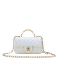 Anum Bags CHL 22B FLAP BAG WITH GOLD HARDWARE TOP HANDLE WHITE 21CM AS2431