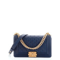 Anum Bags CHL CLASSIC BOY FLAP QUILTED LAMBSKIN SHOULDER BAG NAVY BLUE