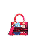 Ezyycart Bags DIR MEDIUM LADY D LITE BAG BRIGHT PINK MULTICOLOR D FLOWER POP EMBROIDERY 24CM