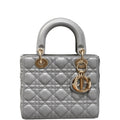 Anum Bags DIR MEDIUM LADY BLUSH CANNAGE LAMBSKIN BAG GREY 20CM