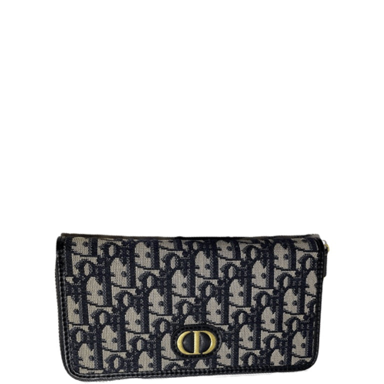 Ezyycart Bags dir LONG WALLET OBLIQUE JACQUARD BLACK AND BEIGE 19.5CM