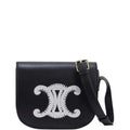 Ezyycart Bags CE FOLCO CUIR TRIOMPHE IN SMOOTH CALFSKIN WITH TRIOMPHE EMBROIDERY BLACK 19CM