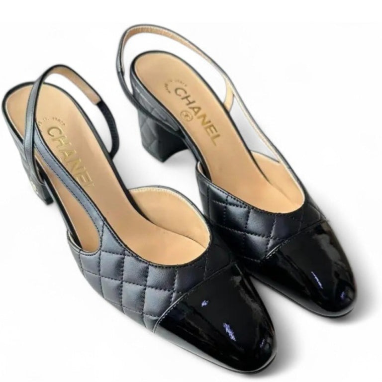 Anum Bags CHL PATENT SLINGBACK PUMPS BLACK