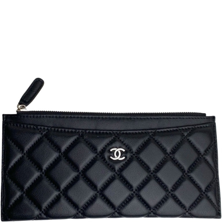 Anum Bags CHL CLASSIC ZIP POUCH LAMBSKIN WALLET BLACK 22CM