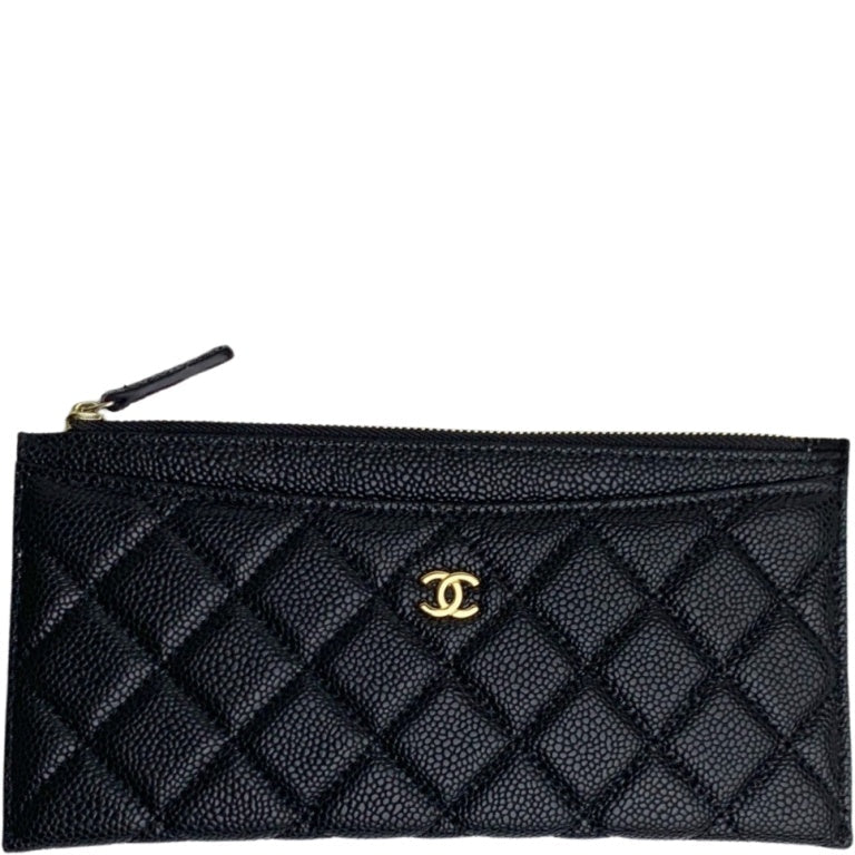Anum Bags CHL CLASSIC ZIP POUCH CAVIAR WALLET BLACK 22CM