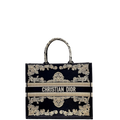 Ezyycart Bags DIR LARGE BOOK TOTE BLUE GOLD CORNELY EMBROIDERY 42CM