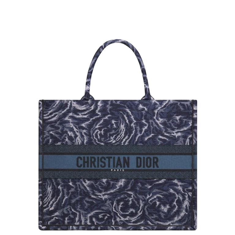 Ezyycart Bags DIR LARGE BOOK TOTE BLUE ROSES EMBROIDERY 42CM M1286ZRVG M928