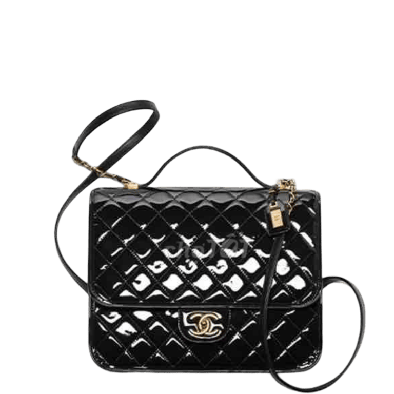 Anum Bags CHL SMALL FLAP BAG WITH TOP HANDLE BLACK AS3652