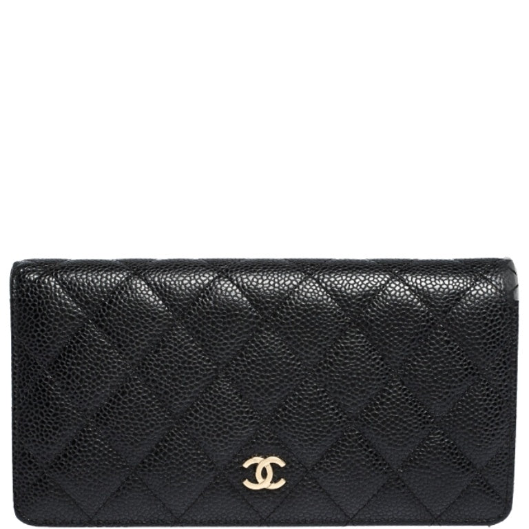Anum Bags CHL BLACK CAVIAR LEATHER CLASSIC LONG FLAP WALLET 19.5CM