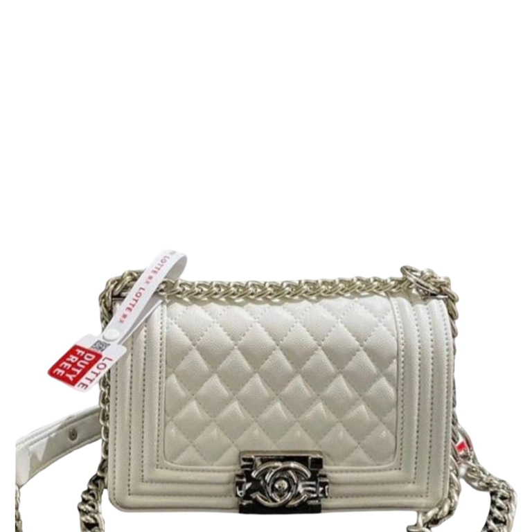 Anum Bags CHL BOY FLAP WITH PALLADIUM HARDWARE WHITE 20CM