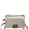Anum Bags CHL BOY FLAP WITH PALLADIUM HARDWARE WHITE 20CM