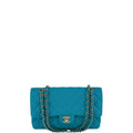 Anum Bags CHL CLASSIC MEDIUM LAMBSKIN FLAP DARK TURQUOISE CAVIAR AND GOLD 25CM