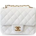 Anum Bags CHL CLASSIC MINI FLAP BAG GOLDEN HARDWARE WHITE
