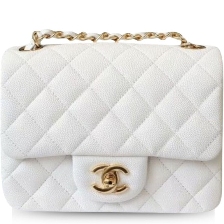 Anum Bags CHL CLASSIC MINI FLAP BAG GOLDEN HARDWARE WHITE