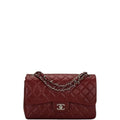Anum Bags CHL MEDIUM CLASSIC FLAP BAG SILVER HARDWARE BURGUNDY 25CM