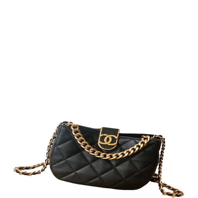 Anum Bags CHL SMALL HOBO BAG GOLD HARDWARE BLACK