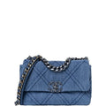 Anum Bags CHL DEEP BLUE DENIM QUILTED MEDIUM 19 FLAP 26CM