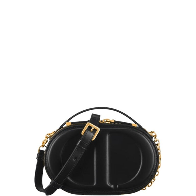 Ezyycart Bags DIR SIGNATURE OVAL CAMERA BAG BLACK CALFSKIN 18CM