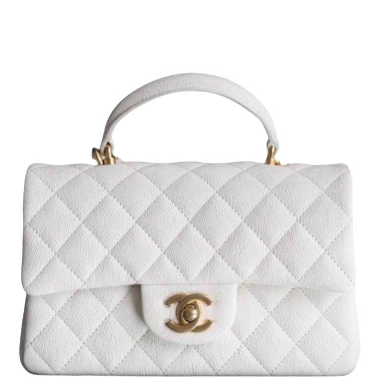Anum Bags CHL MINI FLAPBAG WITH TOP HANDLE WHITE