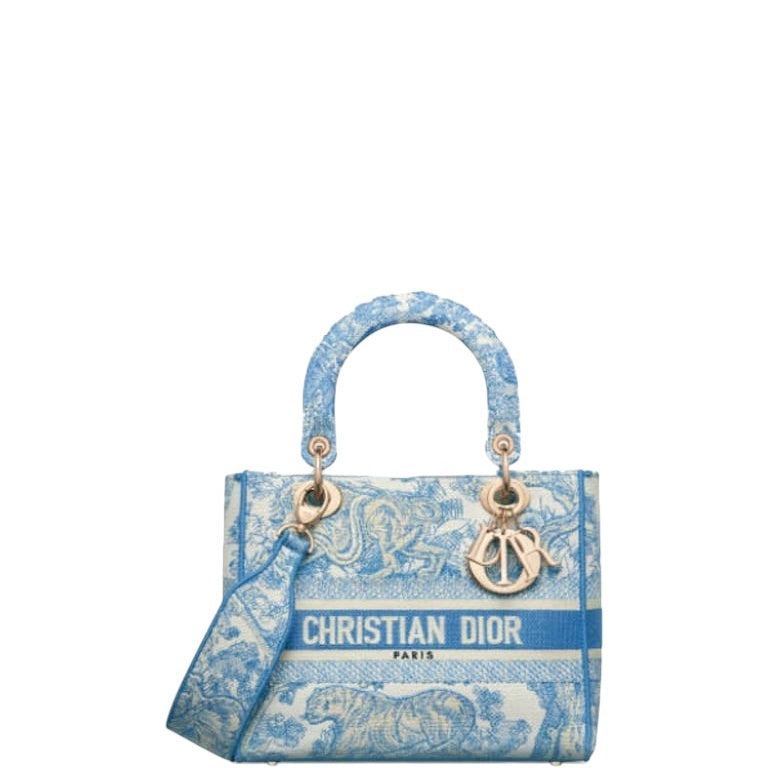 Anum Bags DIR MEDIUM LADY D-LITE CORNFLOWER BLUE TOILE EMBROIDERY 24CM