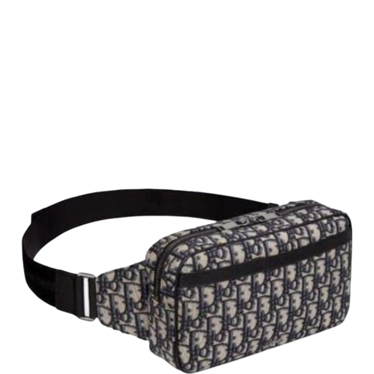Ezyycart Bags DIR OBLIQUE JACQUARD BLACK AND BEIGE BELT BAG 24CM HIGH QUALITY