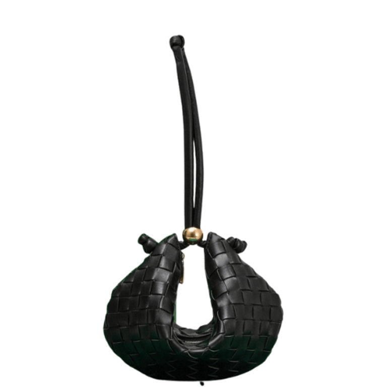 Ezyycart Bags BOTTEGA VENETA MEDIUM TURN POUCH IN INTRECCIATO BLACK LEATHER