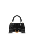 Ezyycart Bags BALENCIAGA WOMEN'S HOURGLASS SMALL HANDBAG CROCODILE EMBOSSED IN BLACK 24CM