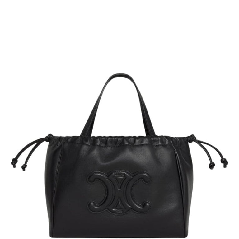 Ezyycart Bags CE SMALL CABAS DRAWSTRING CUIR TRIOMPHE IN SMOOTH CALFSKIN BLACK 24CM