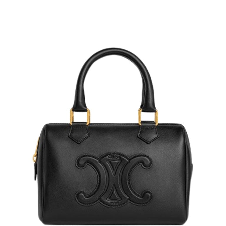 Ezyycart Bags CE SMALL BOSTON BAG IN SMOOTH CALFSKIN WITH CUIR TRIOMPHE BLACK