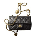 Anum Bags CHL FLAP BAG WITH HEART CC CHARM BLACK 20CM