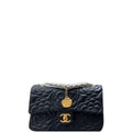 Anum Bags CHL FLAP BAG WITH CAMELLIA FLOWER CHAIN BLACK 26CM
