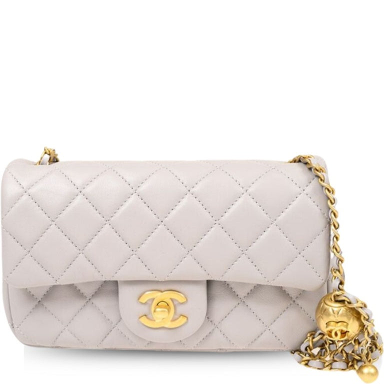 Anum Bags CHL FLAP BAG WITH CC BALL ON STRAP WHITE