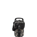 Ezyycart Bags DIR SADDLE VERTICAL POUCH WITH STRAP OBLIQUE JACQUARD AND DARK BLUE GRAINED CALFSKIN 11CM HIGH QUALITY